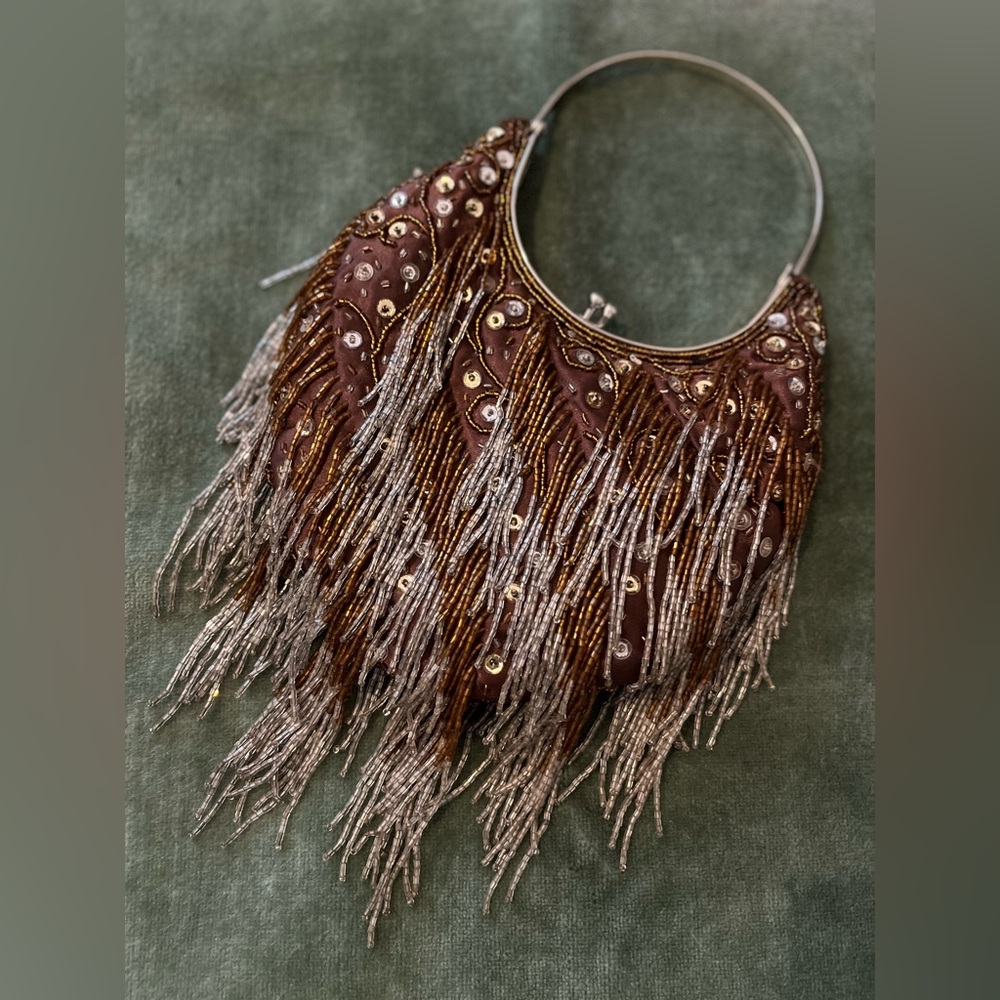 Vintage Inspired Beaded Fringe bag, Boho Luxe Evening Bag /Y2K Statement piece